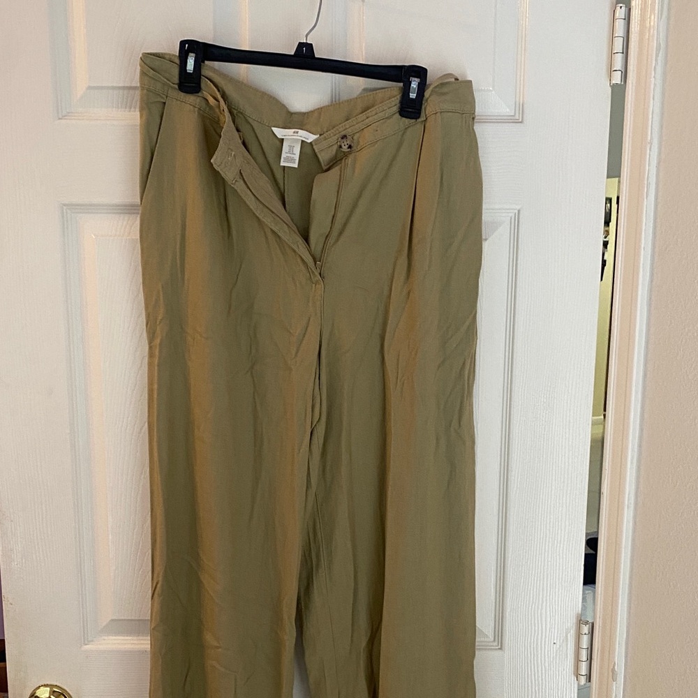 Olive Green Wide-Leg Pants